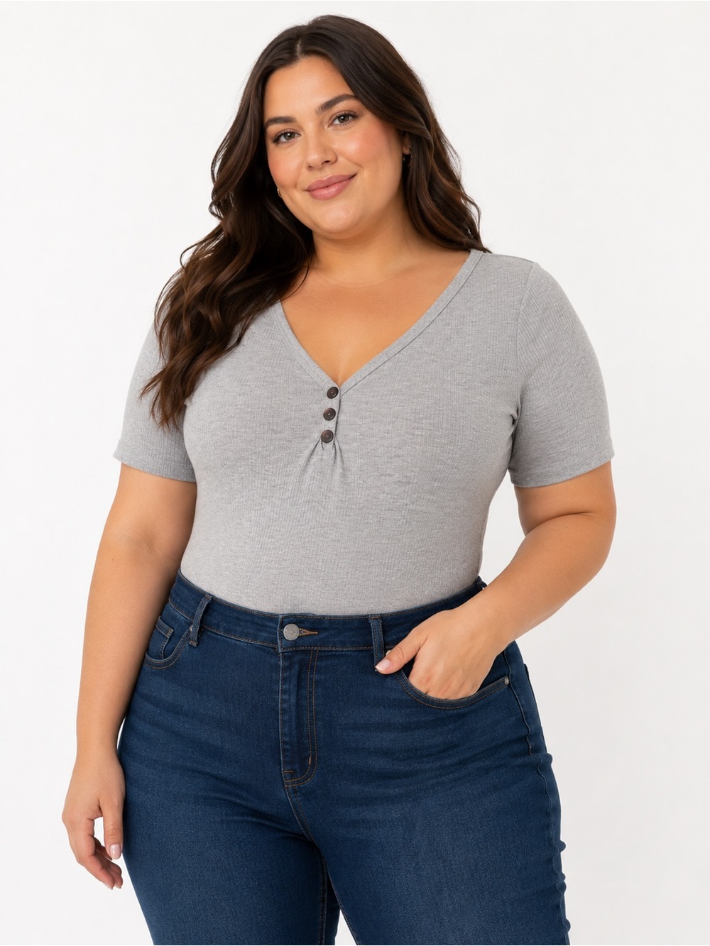 A.gain Gray Short Sleeve Bodysuit